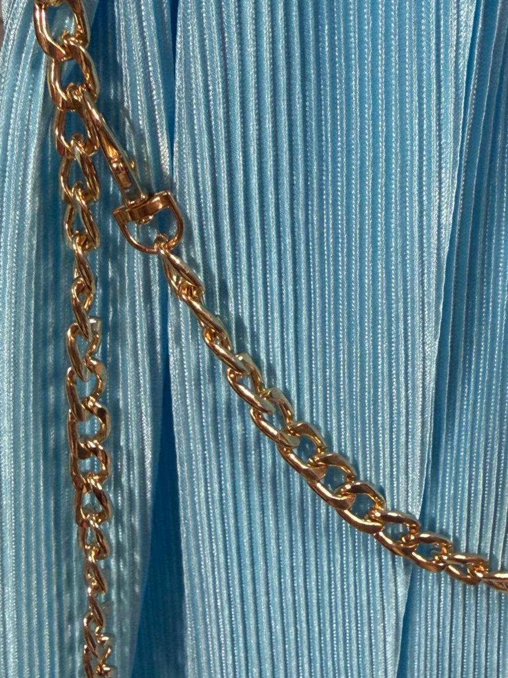 INTEMPO Plisse Midi Dress Accordion Pleated V Neck Blue Size Small - Picture 10 of 10